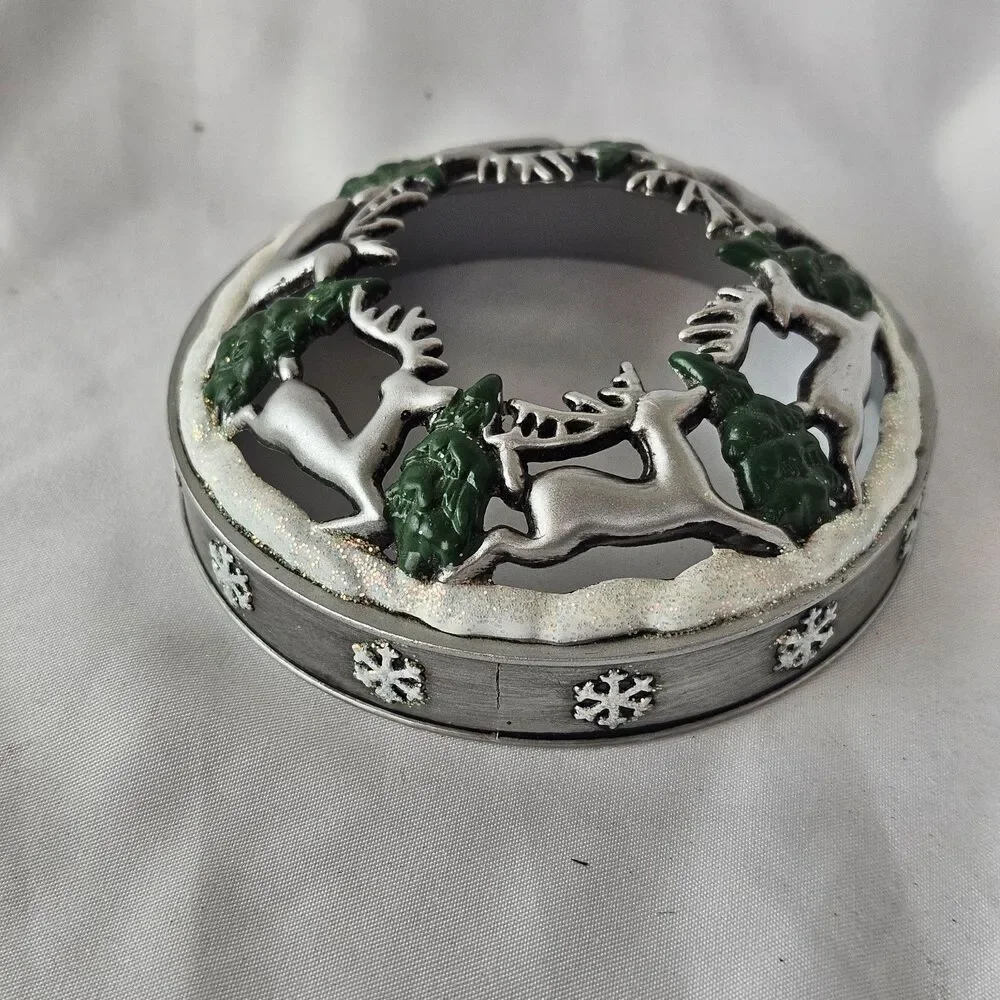 Yankee Candle Illuma Lid Jar Candle Topper Accessory Reindeer Christmas Tree